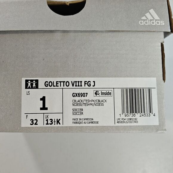 Adidas Kids FG Soccer Cleats Goletto VIII Youth 1 Pink Black Shoes Firm Ground - Picture 10 of 11